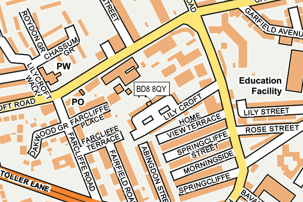 BD8 8QY map - OS OpenMap – Local (Ordnance Survey) BD8 8QY map - OS OpenMap – Local (Ordnance Survey)