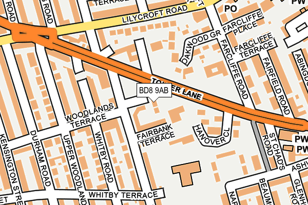BD8 9AB map - OS OpenMap – Local (Ordnance Survey) BD8 9AB map - OS OpenMap – Local (Ordnance Survey)