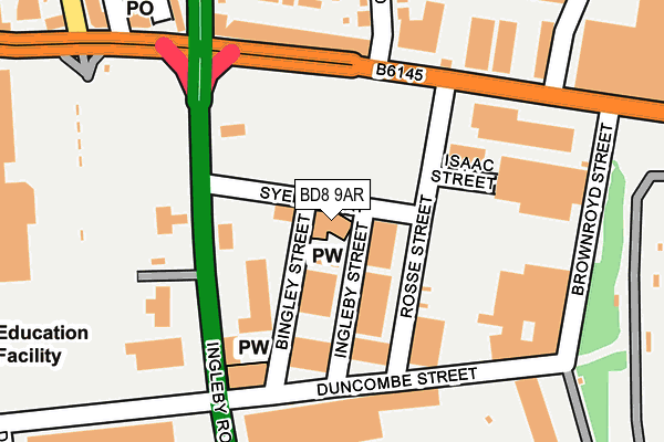 BD8 9AR map - OS OpenMap – Local (Ordnance Survey) BD8 9AR map - OS OpenMap – Local (Ordnance Survey)