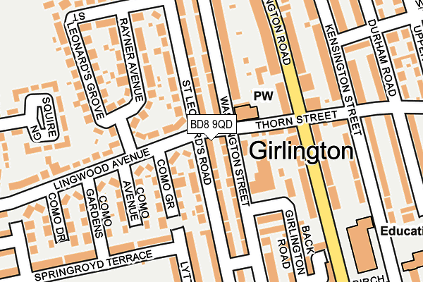 BD8 9QD map - OS OpenMap – Local (Ordnance Survey) BD8 9QD map - OS OpenMap – Local (Ordnance Survey)