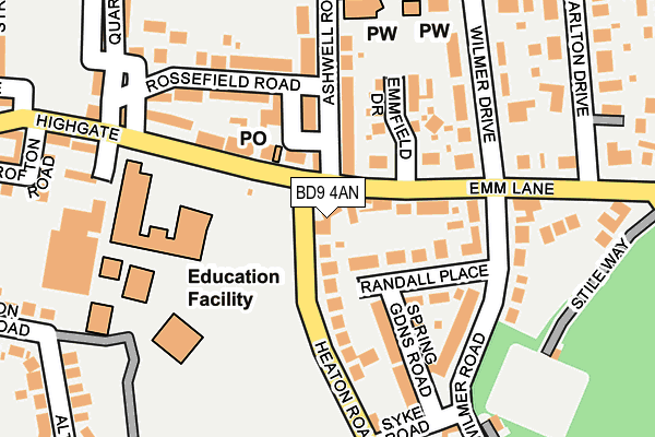 BD9 4AN map - OS OpenMap – Local (Ordnance Survey) BD9 4AN map - OS OpenMap – Local (Ordnance Survey)