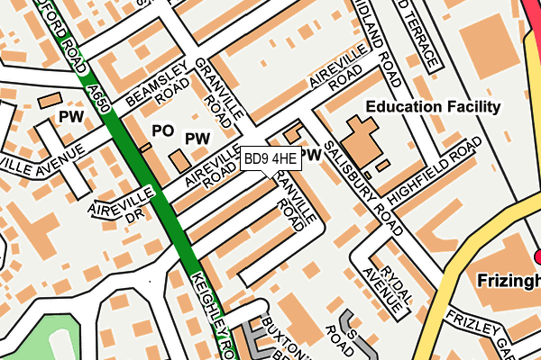 BD9 4HE map - OS OpenMap – Local (Ordnance Survey) BD9 4HE map - OS OpenMap – Local (Ordnance Survey)