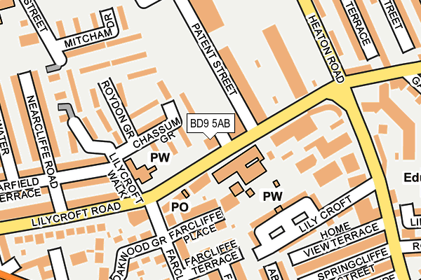 BD9 5AB map - OS OpenMap – Local (Ordnance Survey) BD9 5AB map - OS OpenMap – Local (Ordnance Survey)