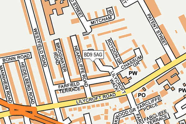 BD9 5AG map - OS OpenMap – Local (Ordnance Survey) BD9 5AG map - OS OpenMap – Local (Ordnance Survey)