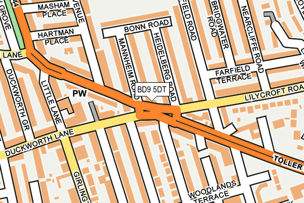 BD9 5DT map - OS OpenMap – Local (Ordnance Survey) BD9 5DT map - OS OpenMap – Local (Ordnance Survey)