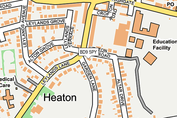 BD9 5PY map - OS OpenMap – Local (Ordnance Survey) BD9 5PY map - OS OpenMap – Local (Ordnance Survey)