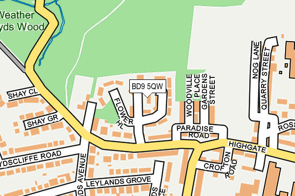 BD9 5QW map - OS OpenMap – Local (Ordnance Survey) BD9 5QW map - OS OpenMap – Local (Ordnance Survey)