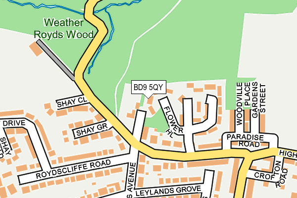 BD9 5QY map - OS OpenMap – Local (Ordnance Survey) BD9 5QY map - OS OpenMap – Local (Ordnance Survey)