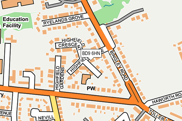 BD9 6HN map - OS OpenMap – Local (Ordnance Survey) BD9 6HN map - OS OpenMap – Local (Ordnance Survey)
