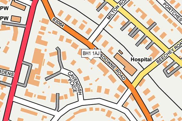 BH1 1AJ map - OS OpenMap – Local (Ordnance Survey) BH1 1AJ map - OS OpenMap – Local (Ordnance Survey)
