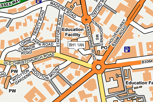 BH1 1AN map - OS OpenMap – Local (Ordnance Survey) BH1 1AN map - OS OpenMap – Local (Ordnance Survey)
