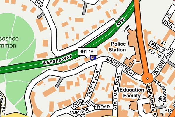BH1 1AT map - OS OpenMap – Local (Ordnance Survey) BH1 1AT map - OS OpenMap – Local (Ordnance Survey)