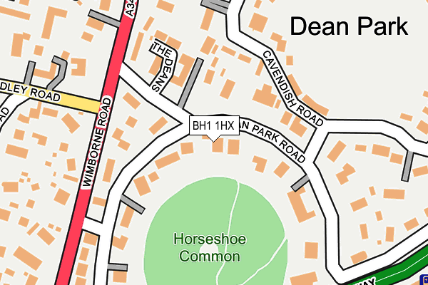 BH1 1HX map - OS OpenMap – Local (Ordnance Survey) BH1 1HX map - OS OpenMap – Local (Ordnance Survey)