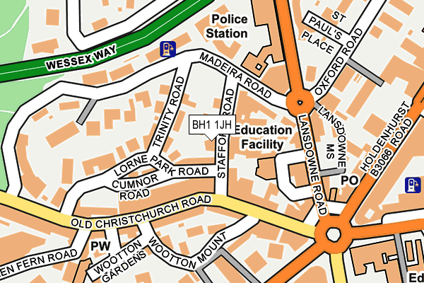 BH1 1JH map - OS OpenMap – Local (Ordnance Survey)