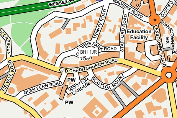 BH1 1JR map - OS OpenMap – Local (Ordnance Survey) BH1 1JR map - OS OpenMap – Local (Ordnance Survey)