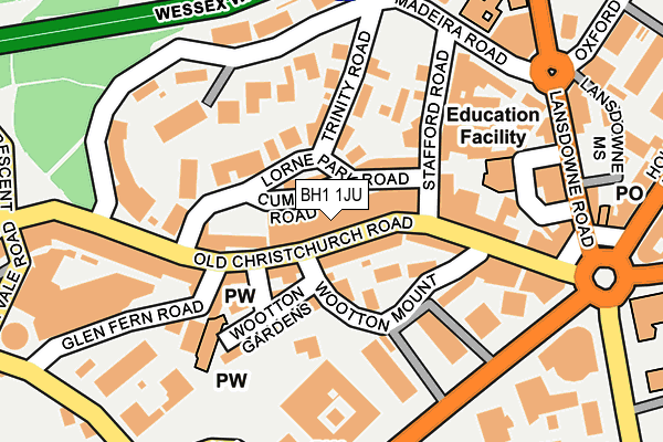 BH1 1JU map - OS OpenMap – Local (Ordnance Survey)