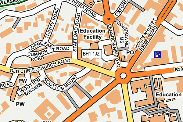 BH1 1JZ map - OS OpenMap – Local (Ordnance Survey) BH1 1JZ map - OS OpenMap – Local (Ordnance Survey)