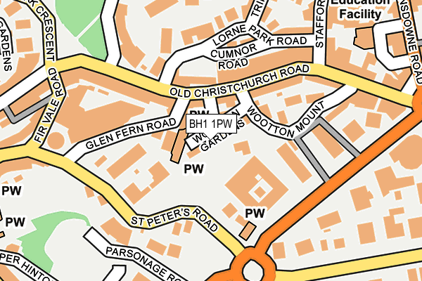 BH1 1PW map - OS OpenMap – Local (Ordnance Survey) BH1 1PW map - OS OpenMap – Local (Ordnance Survey)