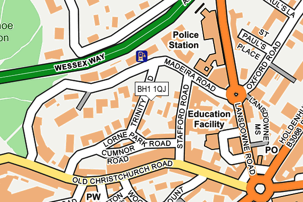 BH1 1QJ map - OS OpenMap – Local (Ordnance Survey) BH1 1QJ map - OS OpenMap – Local (Ordnance Survey)