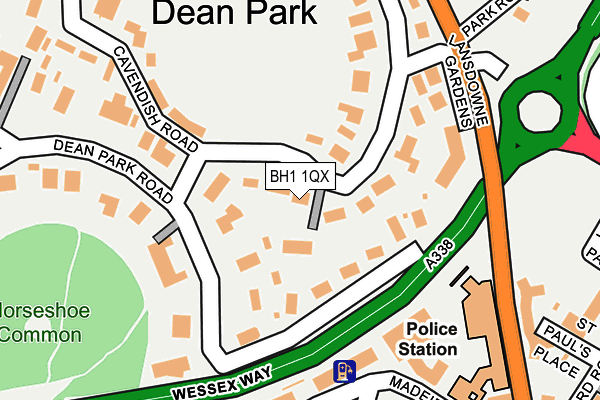 BH1 1QX map - OS OpenMap – Local (Ordnance Survey) BH1 1QX map - OS OpenMap – Local (Ordnance Survey)