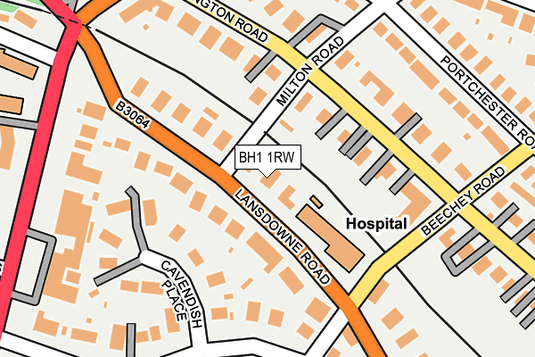 BH1 1RW map - OS OpenMap – Local (Ordnance Survey) BH1 1RW map - OS OpenMap – Local (Ordnance Survey)