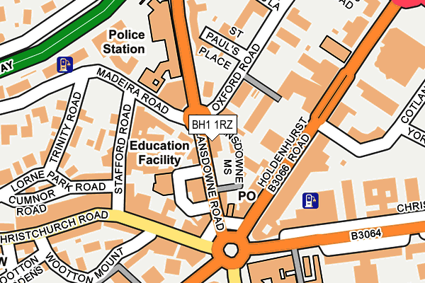 BH1 1RZ map - OS OpenMap – Local (Ordnance Survey) BH1 1RZ map - OS OpenMap – Local (Ordnance Survey)