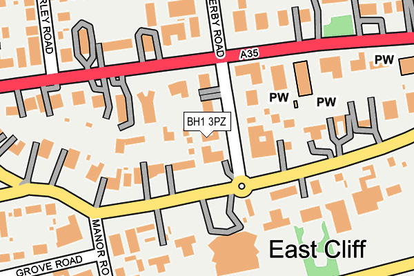 BH1 3PZ map - OS OpenMap – Local (Ordnance Survey) BH1 3PZ map - OS OpenMap – Local (Ordnance Survey)