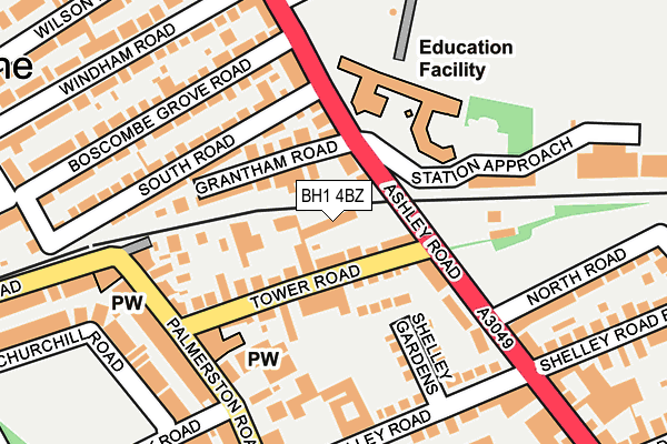 BH1 4BZ map - OS OpenMap – Local (Ordnance Survey) BH1 4BZ map - OS OpenMap – Local (Ordnance Survey)