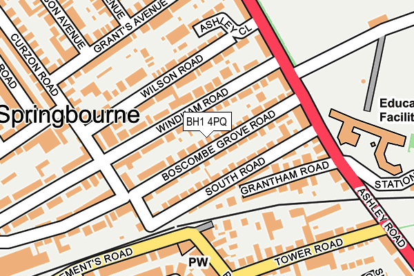 BH1 4PQ map - OS OpenMap – Local (Ordnance Survey) BH1 4PQ map - OS OpenMap – Local (Ordnance Survey)
