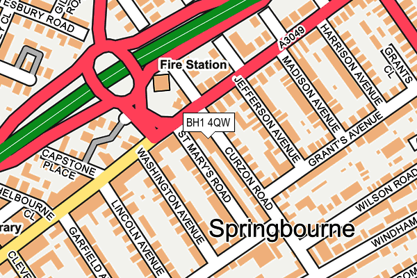BH1 4QW map - OS OpenMap – Local (Ordnance Survey)