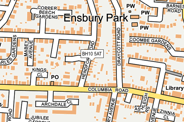 BH10 5AT map - OS OpenMap – Local (Ordnance Survey)