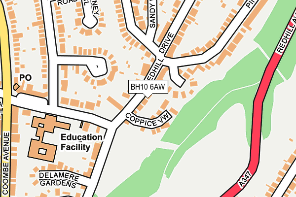 BH10 6AW map - OS OpenMap – Local (Ordnance Survey)
