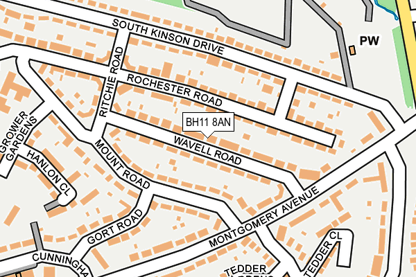 BH11 8AN map - OS OpenMap – Local (Ordnance Survey) BH11 8AN map - OS OpenMap – Local (Ordnance Survey)