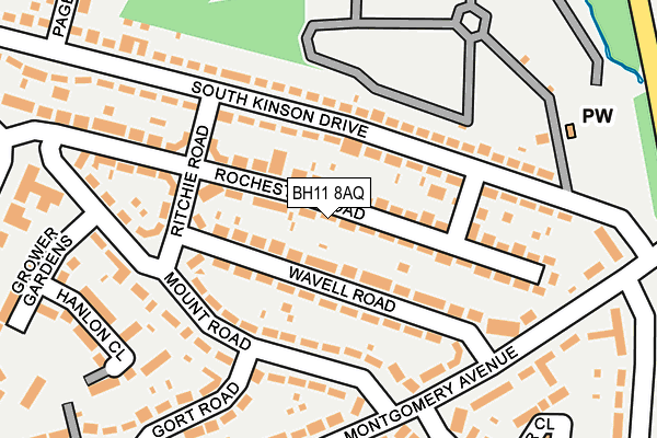 BH11 8AQ map - OS OpenMap – Local (Ordnance Survey) BH11 8AQ map - OS OpenMap – Local (Ordnance Survey)