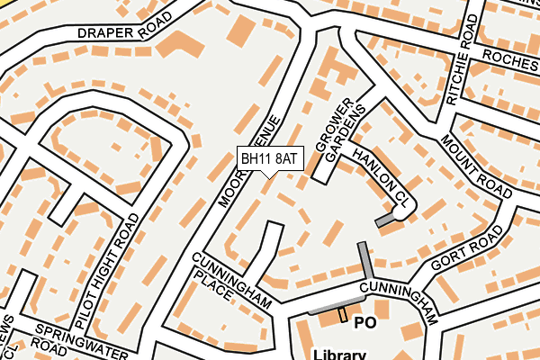 BH11 8AT map - OS OpenMap – Local (Ordnance Survey) BH11 8AT map - OS OpenMap – Local (Ordnance Survey)