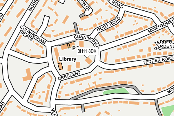 BH11 8DX map - OS OpenMap – Local (Ordnance Survey) BH11 8DX map - OS OpenMap – Local (Ordnance Survey)
