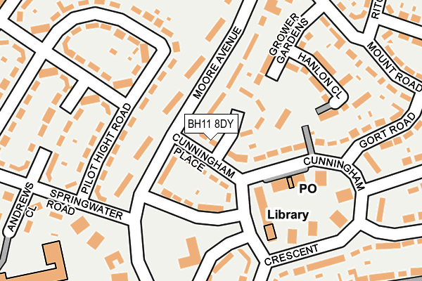 BH11 8DY map - OS OpenMap – Local (Ordnance Survey) BH11 8DY map - OS OpenMap – Local (Ordnance Survey)