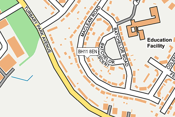 BH11 8EN map - OS OpenMap – Local (Ordnance Survey) BH11 8EN map - OS OpenMap – Local (Ordnance Survey)