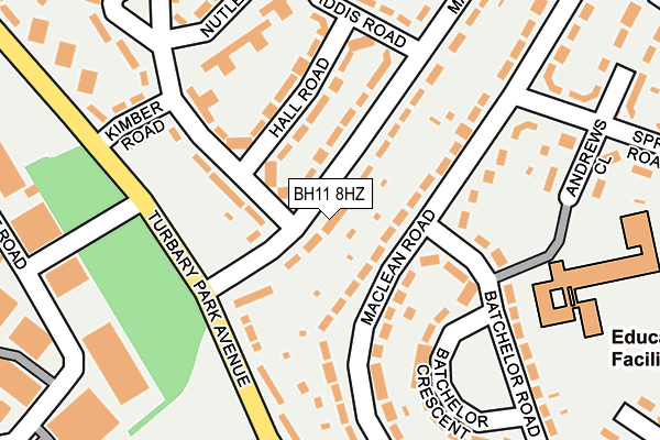 BH11 8HZ map - OS OpenMap – Local (Ordnance Survey) BH11 8HZ map - OS OpenMap – Local (Ordnance Survey)