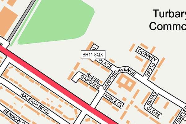 BH11 8QX map - OS OpenMap – Local (Ordnance Survey) BH11 8QX map - OS OpenMap – Local (Ordnance Survey)