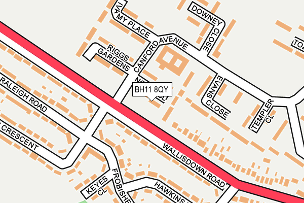 BH11 8QY map - OS OpenMap – Local (Ordnance Survey) BH11 8QY map - OS OpenMap – Local (Ordnance Survey)