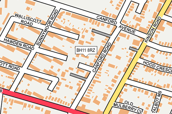 BH11 8RZ map - OS OpenMap – Local (Ordnance Survey) BH11 8RZ map - OS OpenMap – Local (Ordnance Survey)