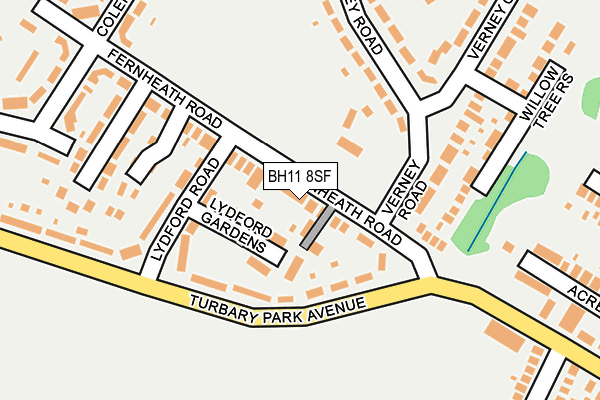 BH11 8SF map - OS OpenMap – Local (Ordnance Survey) BH11 8SF map - OS OpenMap – Local (Ordnance Survey)