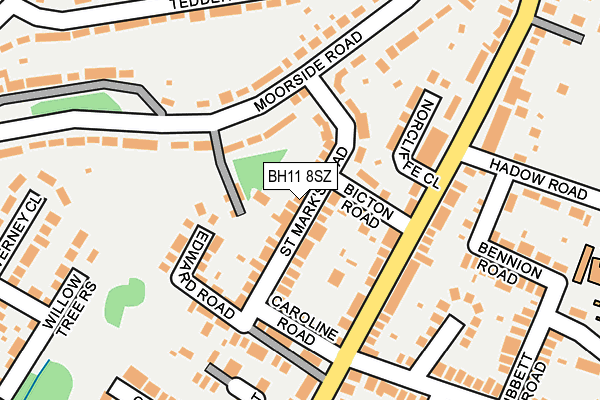 BH11 8SZ map - OS OpenMap – Local (Ordnance Survey) BH11 8SZ map - OS OpenMap – Local (Ordnance Survey)