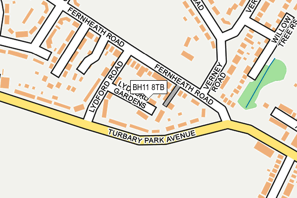 BH11 8TB map - OS OpenMap – Local (Ordnance Survey)