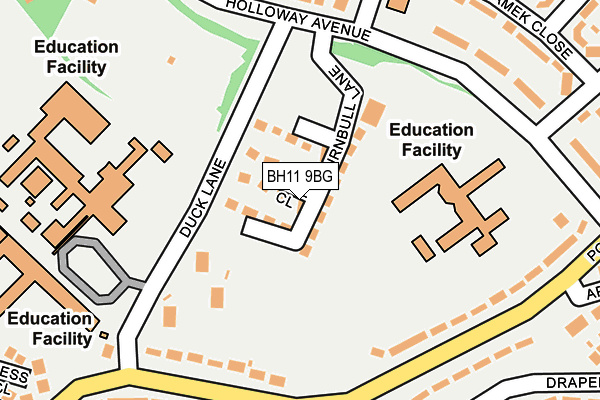 BH11 9BG map - OS OpenMap – Local (Ordnance Survey)