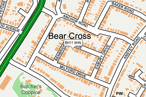 BH11 9HN map - OS OpenMap – Local (Ordnance Survey)