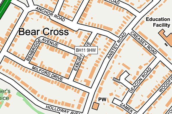 BH11 9HW map - OS OpenMap – Local (Ordnance Survey)