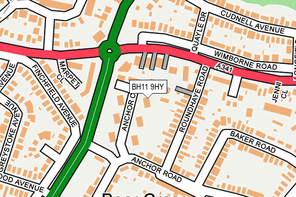 BH11 9HY map - OS OpenMap – Local (Ordnance Survey) BH11 9HY map - OS OpenMap – Local (Ordnance Survey)