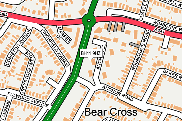 BH11 9HZ map - OS OpenMap – Local (Ordnance Survey) BH11 9HZ map - OS OpenMap – Local (Ordnance Survey)